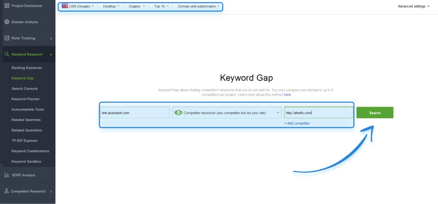 keyword gap