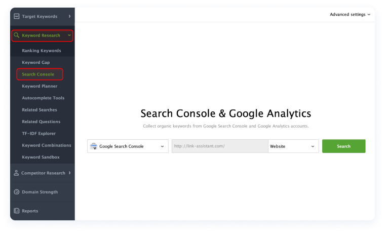 اتصال rank tracker و google search console